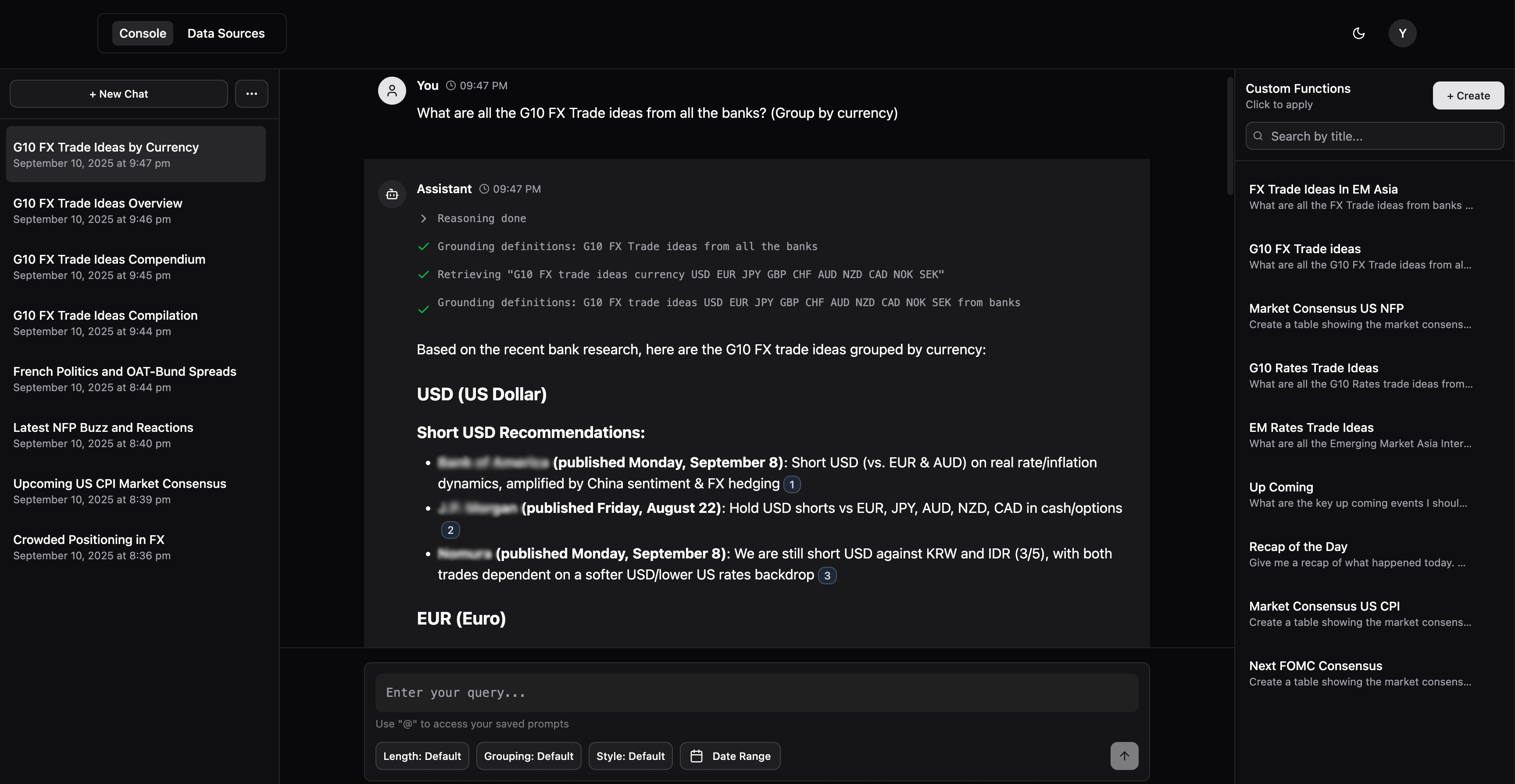 Get an instant summary of all trade ideas sent by the market